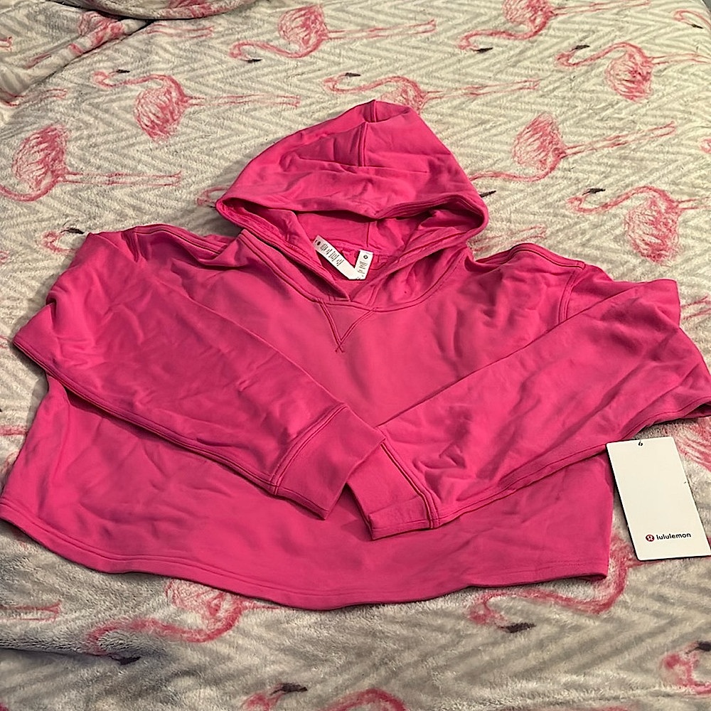 Lululemon All Yours Cropped Hoodie in Sonic Pink, sz 16  XL NWT #lululemonpink